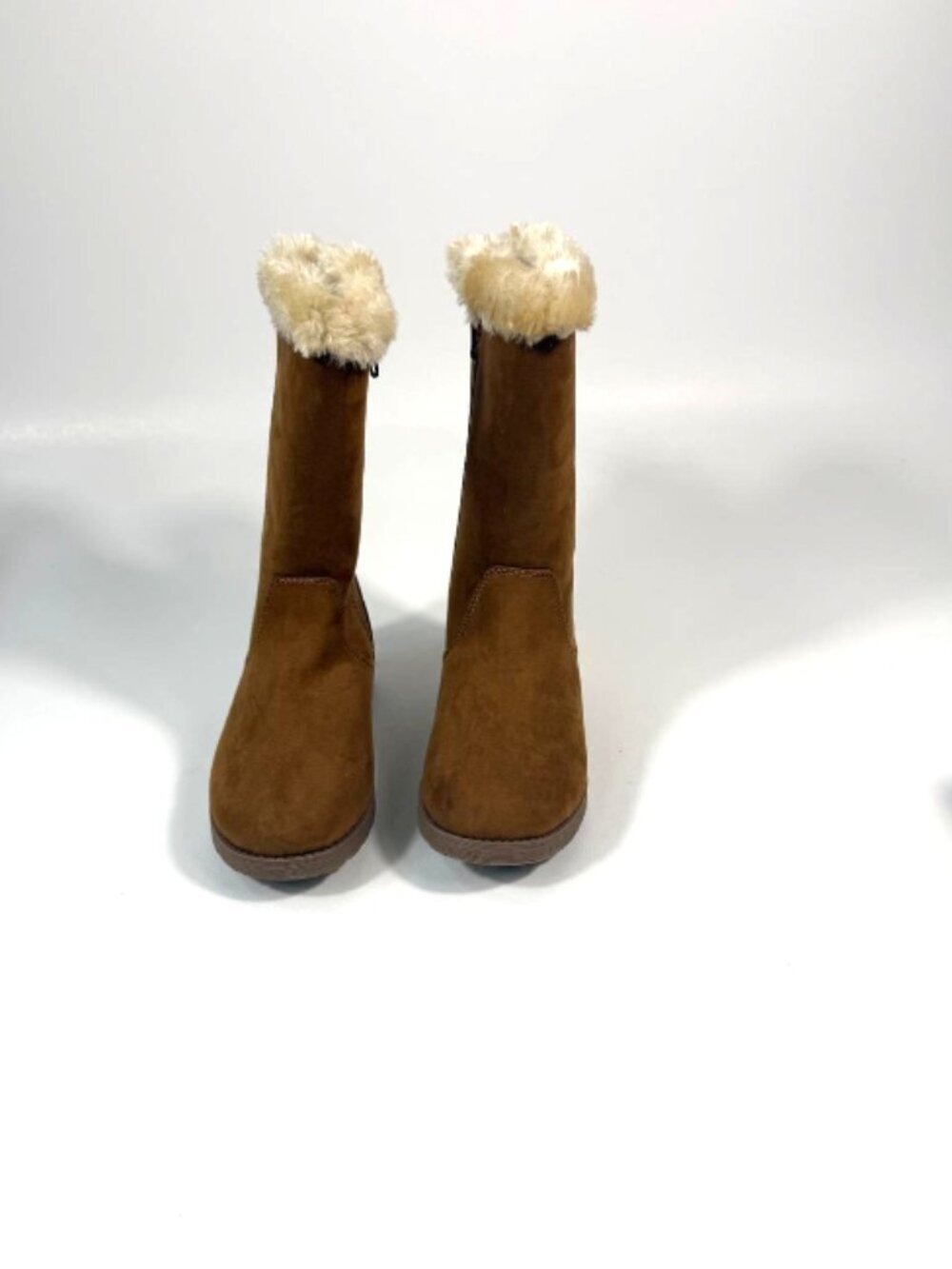 Cat & Jack Girls' Nina Zipper Winter Shearling Style Boots -  Cognac 3